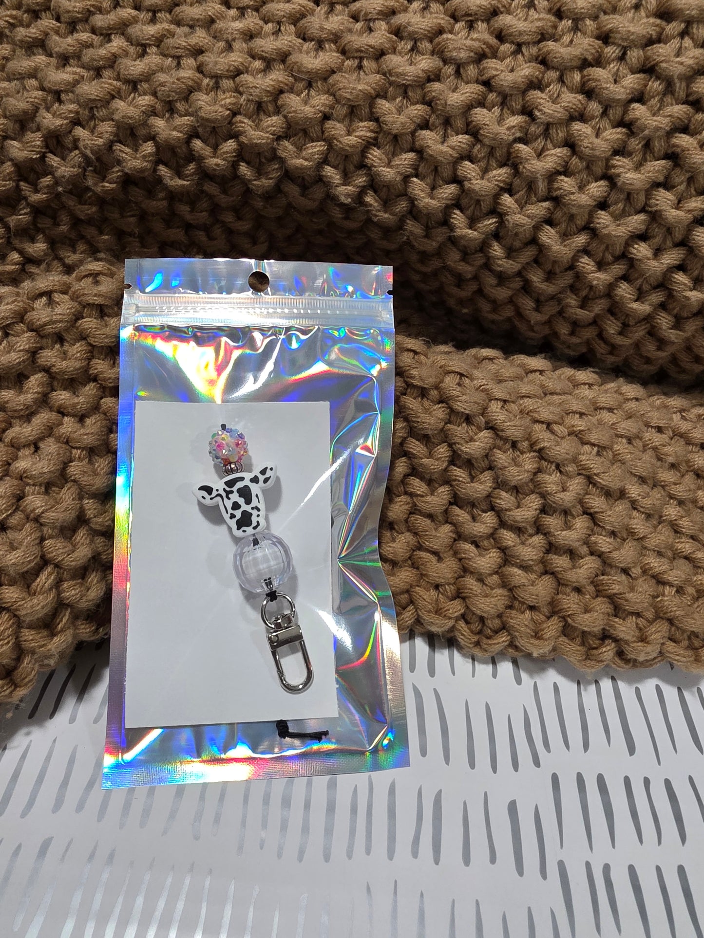 Black and White Cow Car Freshie Hanger