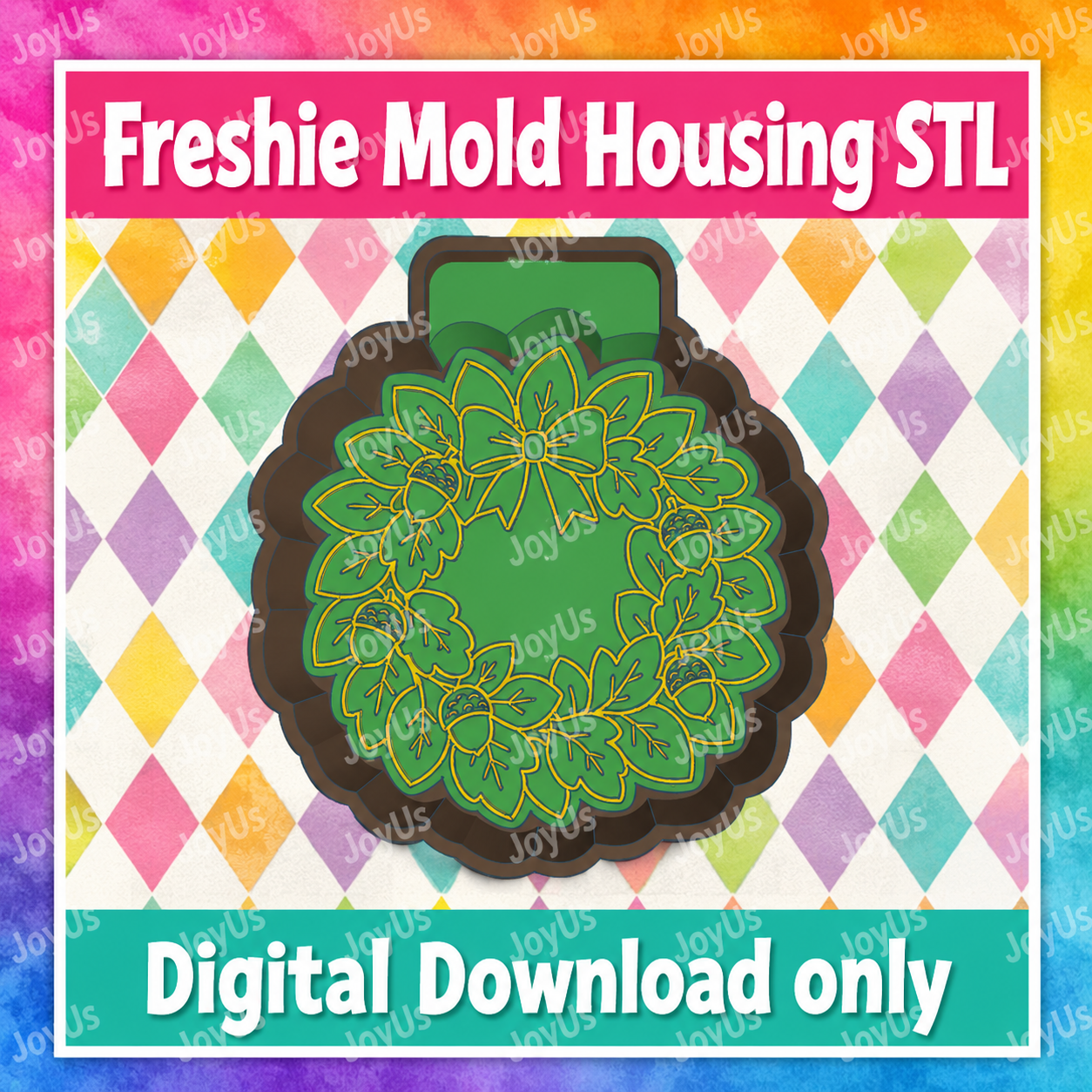 Acorn Wreath | Freshie Mold STL File | Digital Download