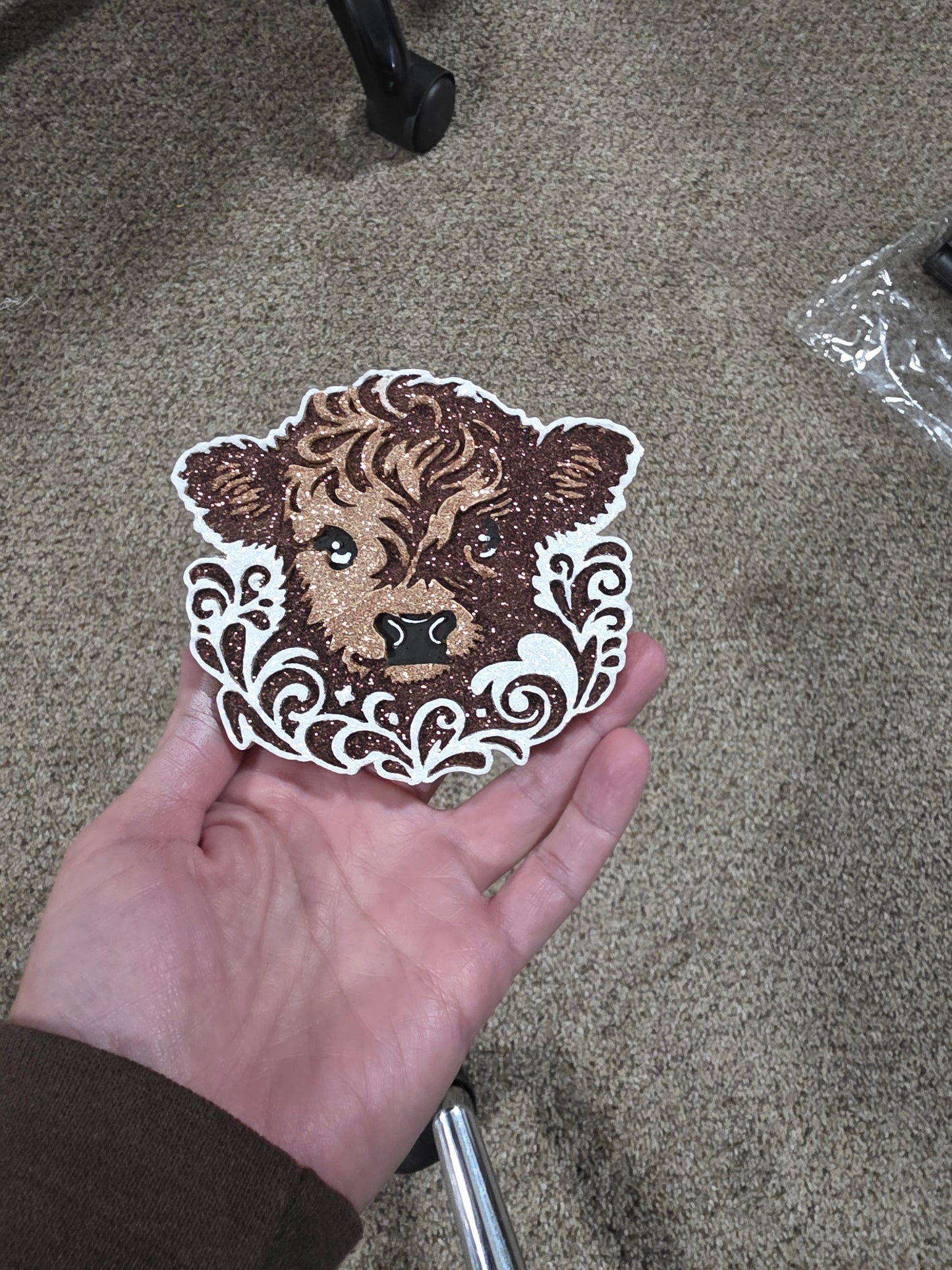 Highland Cow with Swirls Car Freshie