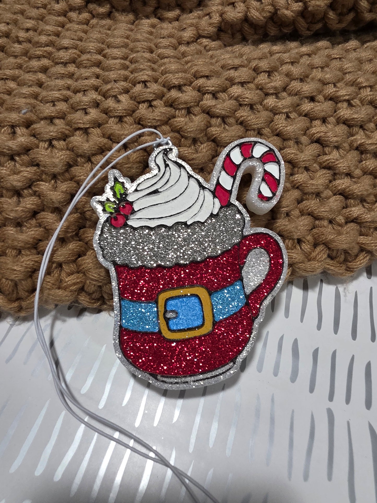 Christmas Coffee Mug with Candy Cane Car Freshie