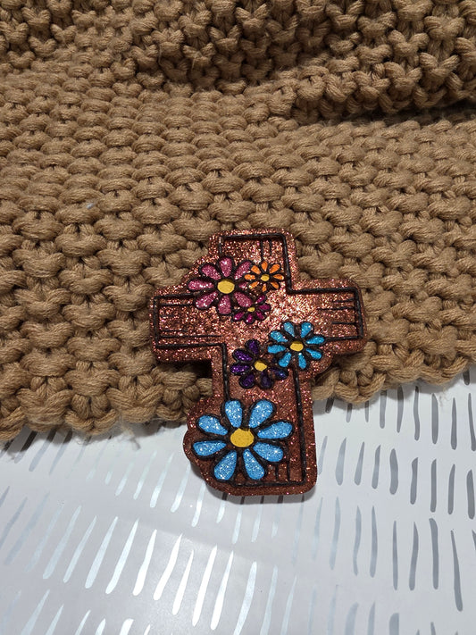 Cross with Flowers Car Freshie