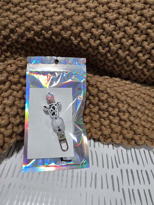 Black and White Cow Car Freshie Hanger