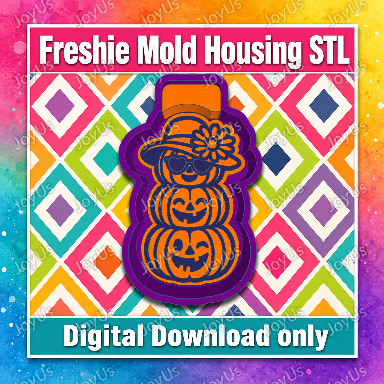 Pumpkin Stack w Hat | Freshie Mold STL File | Digital Download