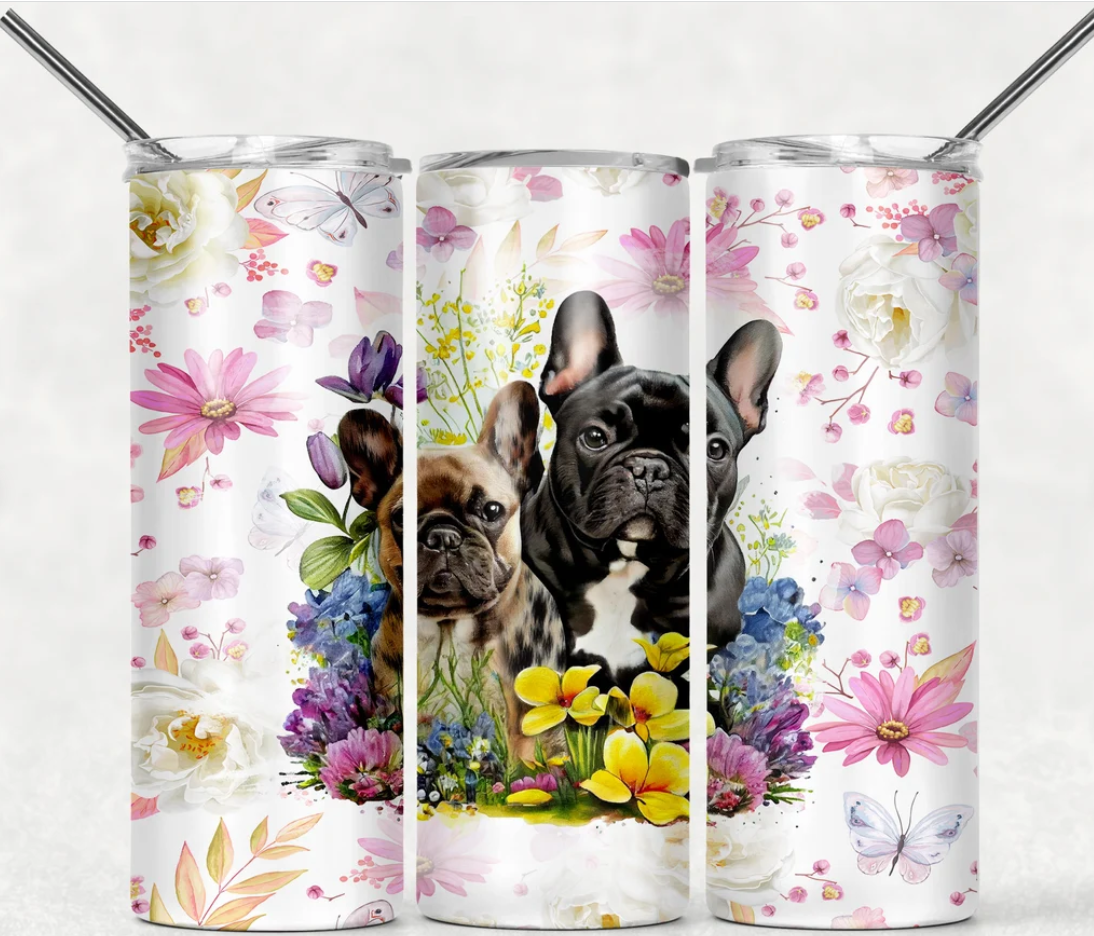 Frenchie Flowers 20 oz Tumbler