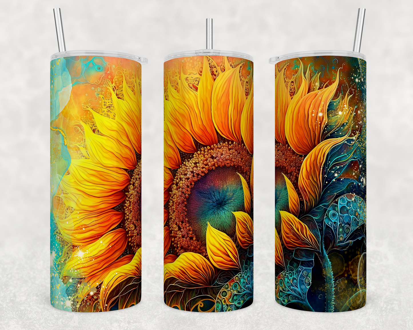 Alcohol Ink Sunflower 20 oz Tumbler